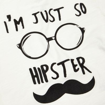 Mini boys white hipster print t-shirt